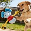 Stuffed Elephant Dog Toy with Rope Arm Squeaky Plush Animal Dog Chew Toy Interactive Tug-of-War Toy for Dogs Teeth Cleaning Puppy Teething