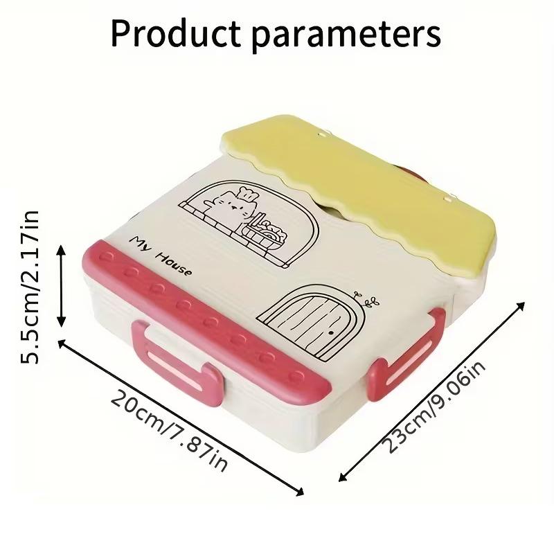 1 Piece Adult Lunchbox With 4 Compartments - Microwave Safe, Leak-proof, Includes Cutlery (spoon, Fork), Portable Cutlery