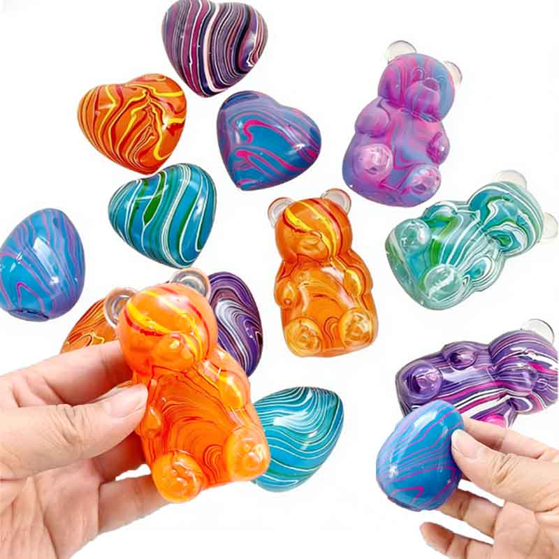Flow Pattern Little Bear Squeeze Stress-Relief Sticky Love Soft Maltose Egg Venting Ball Slow Rebound Toy Holiday Gift