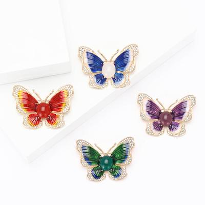 Fashion Alloy Enamel Rhinestone Butterfly Brooch High-End Creative Women'S Suit Dress Corsage Ornament Pin