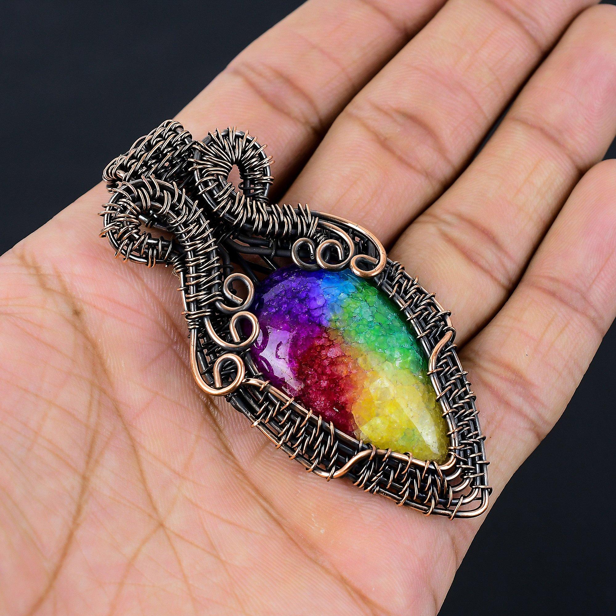 Pendentif En Quartz Solaire Blanc - Bijou Ancien Fait Main - Argenté