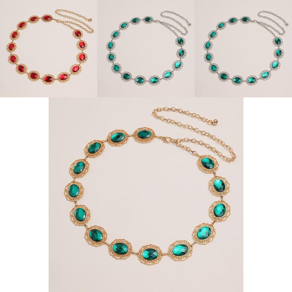 Elegant Female Metal Hollow Waist Chain With Rhinestone Buckle For Summer Fashion Accessories