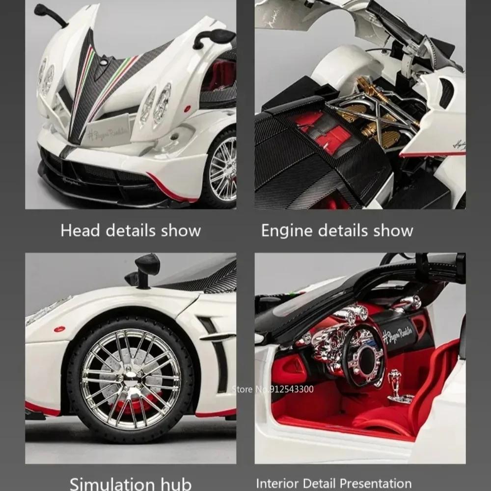 1:18 918 Martini Lackiertes Pagani Huayra Sportwagen-Modellspielzeug Stoßdämpfung Legierung Hobby Ornamente Sound Licht Geschenke für Jungen