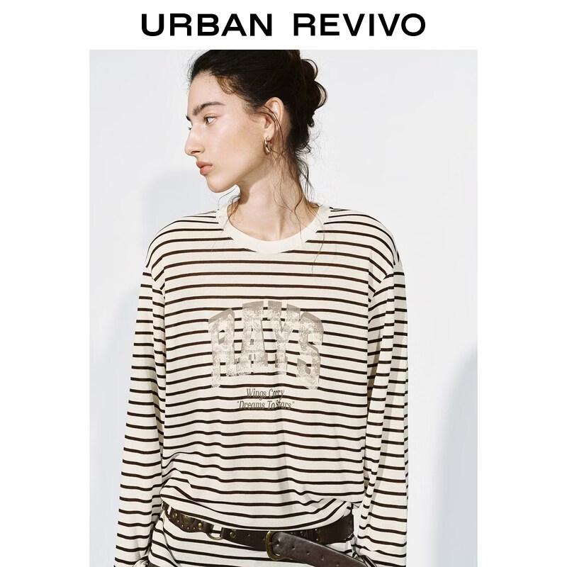 Women's Contrast Stripe Distressed Print Loose T-Shirt