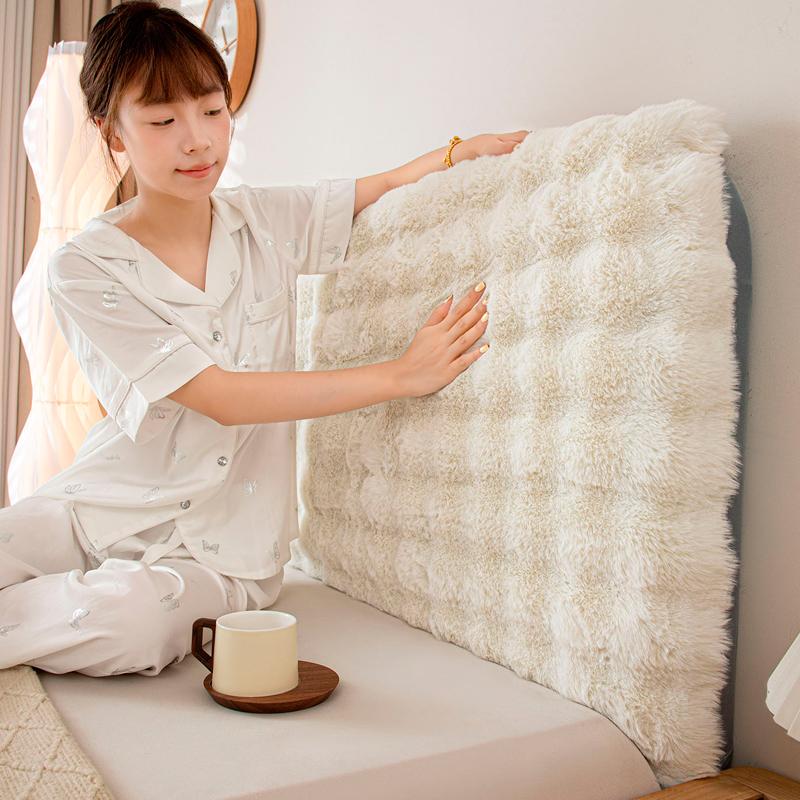 Rabbit Bed Headboard Slipcover For Queen King Full Cal King,Plush Bed Headboard Cover Soft Dustproof Protector Cover Bedroom Dec