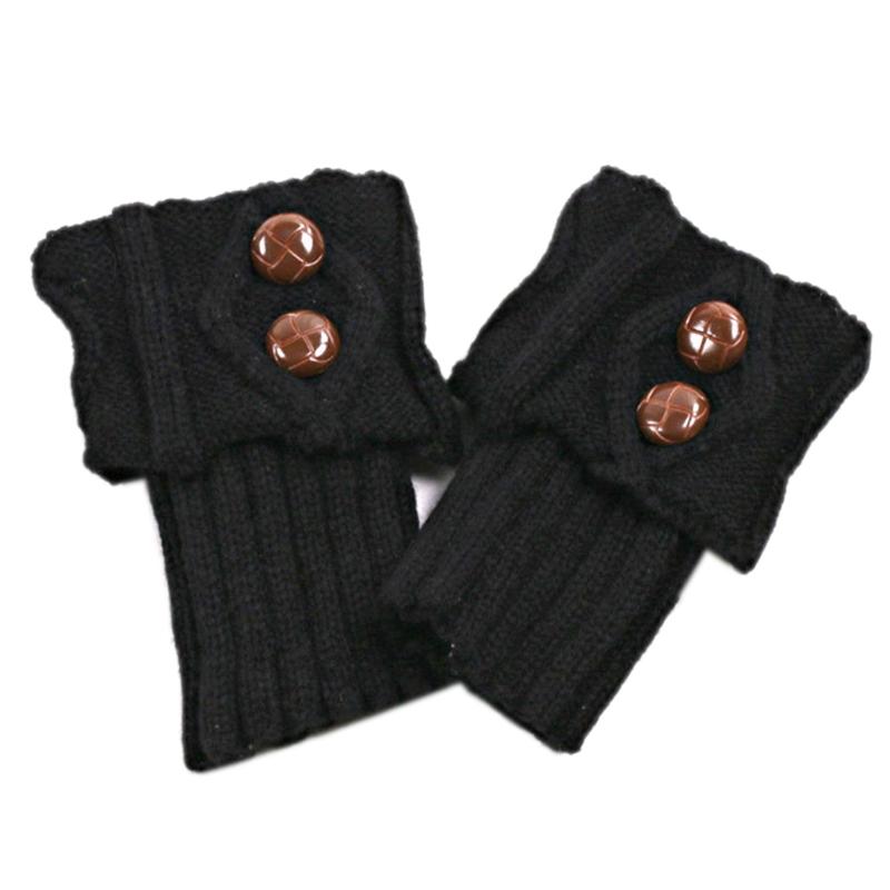Short Women Crochet Boot Cuffs Socks Topper Gaiters Winter Button Cable Knitted Solid Color Elastic Leg Warmers Gifts