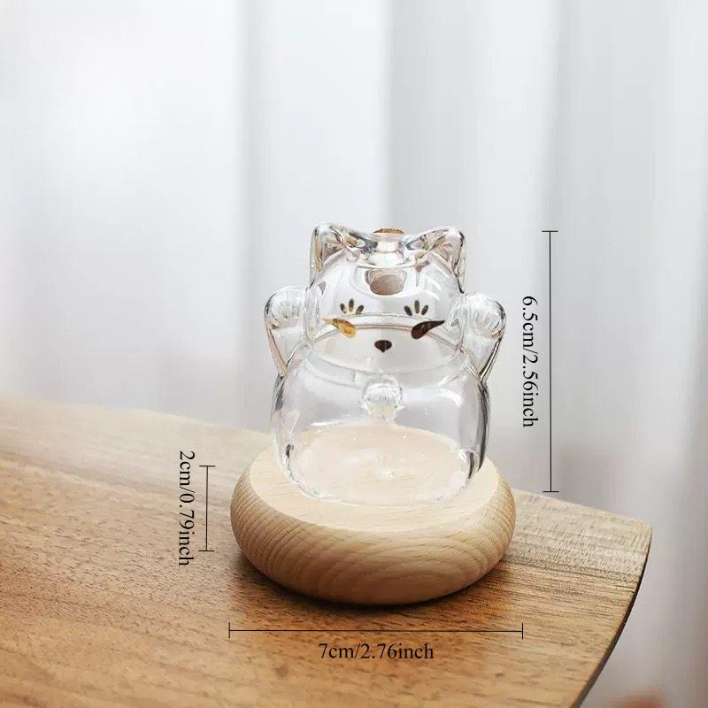 

Cat Glass Pet Hair Storage Bottle Cute Cats Fur Collect Bottles with Wooden Bases Home Desktop Ornament Decor Pet Supplies Gifts прозрачный