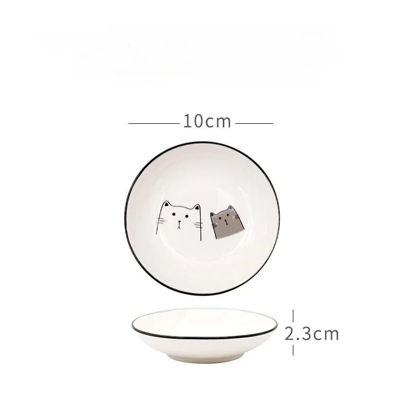 Cartoon Cat Snack Dipping Plates Household Ceramic Seasoning Dish Creative Kitchen Small Sauce Bowl Vinegar Soy Snack Dishes