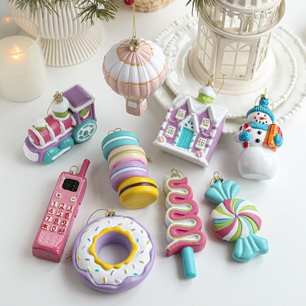 Plastic Christmas Macaron Ornaments DIY Cute Christmas Tree Pendant Christmas Tree Hanging Ornaments Christmas Tree Decorations