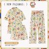 Bear pajamas women's summer short-sleeved shorts and trousers three-piece set women's loungewear can be worn outside