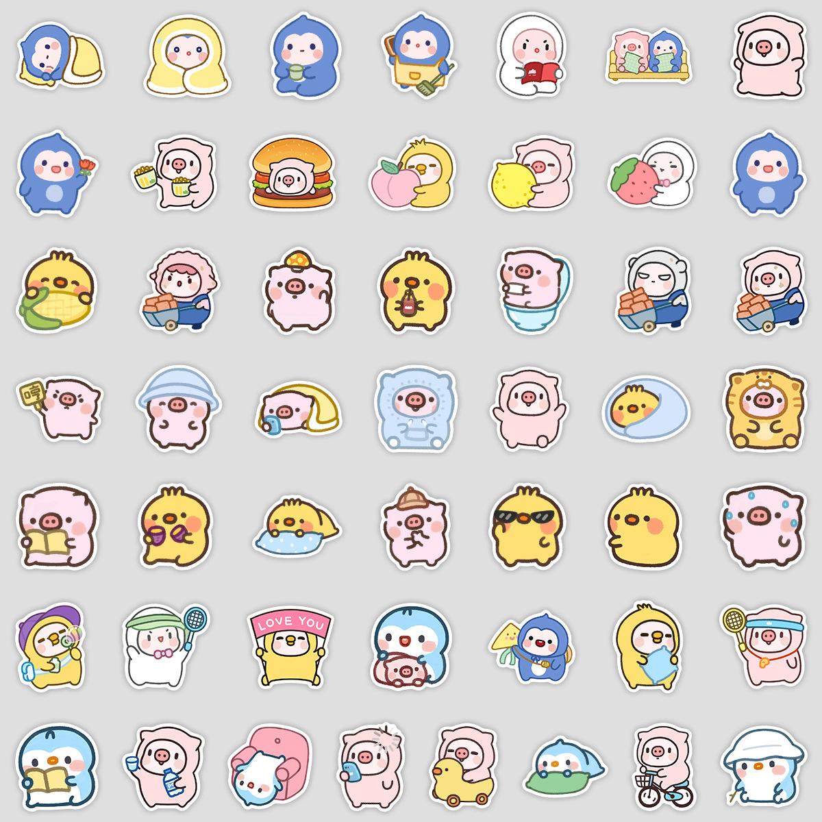 

50 Cute Feng Fat Roll Family Graffiti Stickers Creative Cute Stickers Water Cup Mobile Phone Waterproof Decorative Stickers