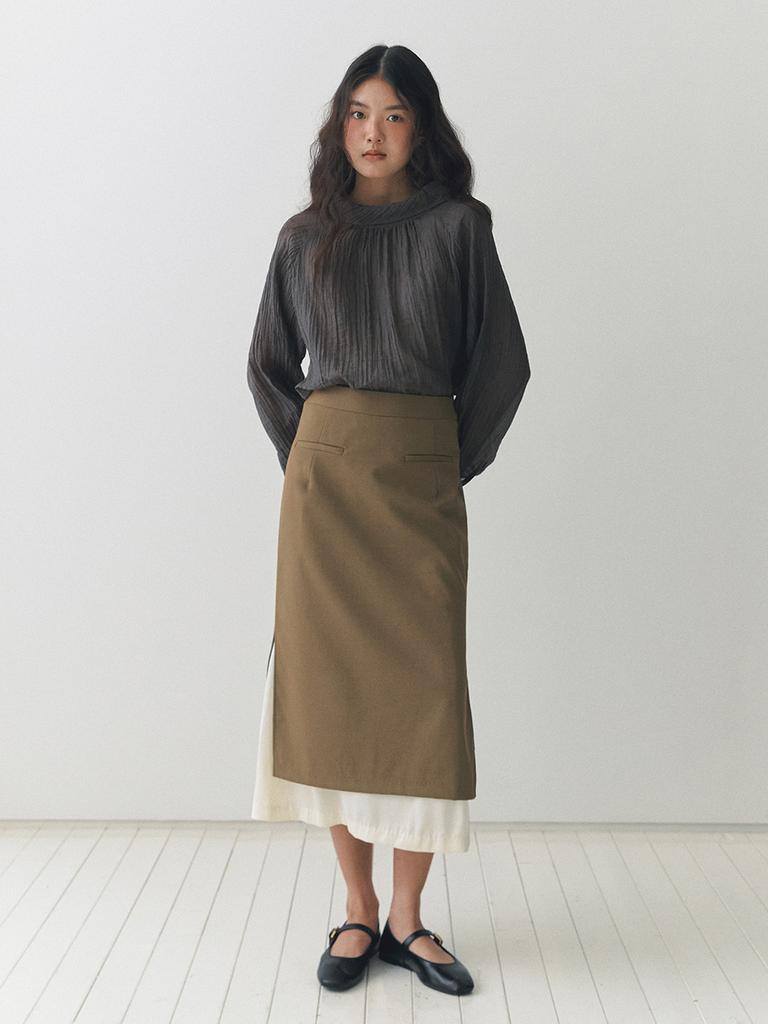 Ganiesong Frame H-Line Skirt__Khaki