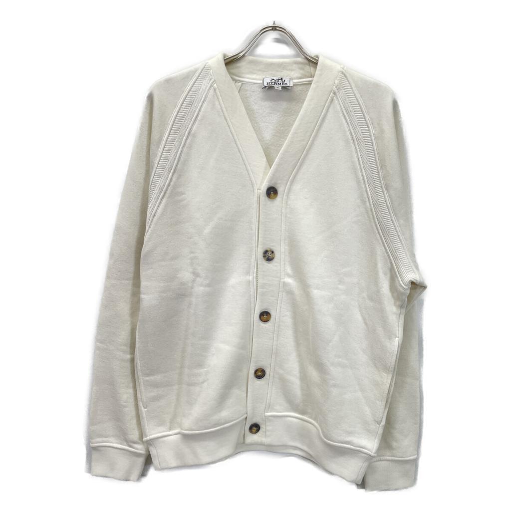 HERMES White cotton sweatshirt cardigan tops M whiteUsed