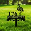 Metal Flamingo Address Sign, Beach House Number Stake, Tropical Garden Plaque, Personalized Outdoor Metal Decor