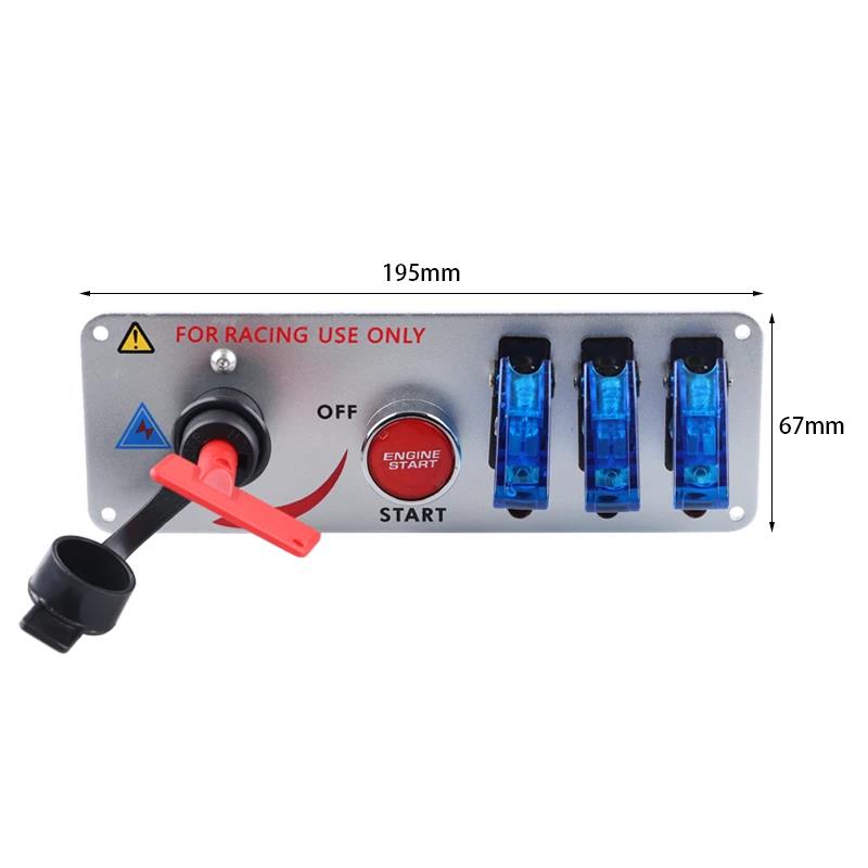 12V Auto LED Ignition Switch Panel Racing Car Ignition Engine Start On/Off Push Button 5 in 1 Ignition Toggle Switches Battery Switches5
