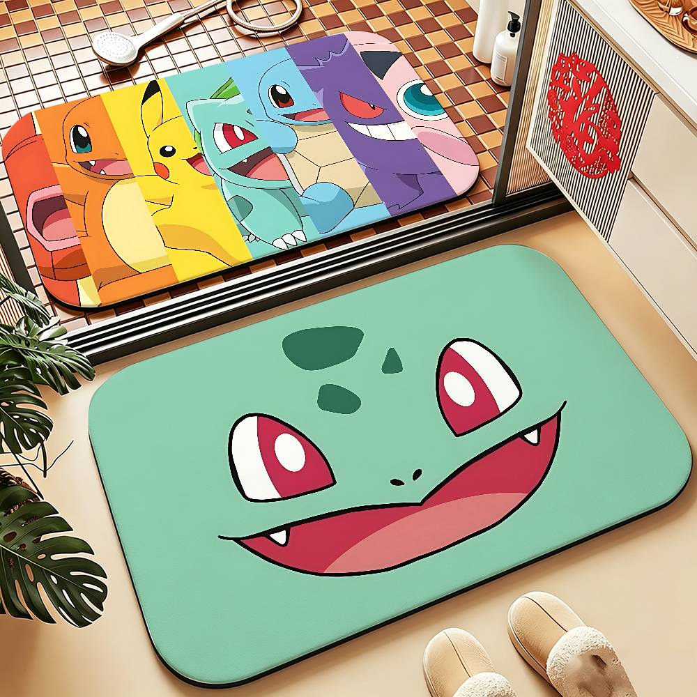 Anime Cute P-Poke-M-mon Carpet Bathroom Anti-slip Mat Door Mat Home Decoration Mat Entrance Door Mat Scratch-resistant Door Mat