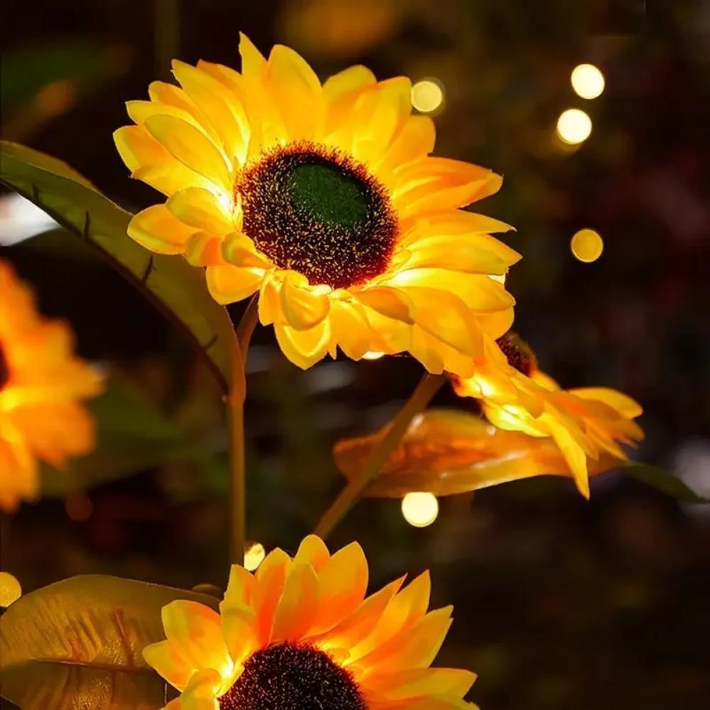 1/3 Head Solar Sunflower Lights LED Light  Outdoor Waterproof Garden Lawn Party Christmas Decoration Solar Powered Lamp