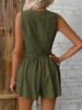 European & American Linen Summer Casual V-Neck Vest and Shorts Set for Women