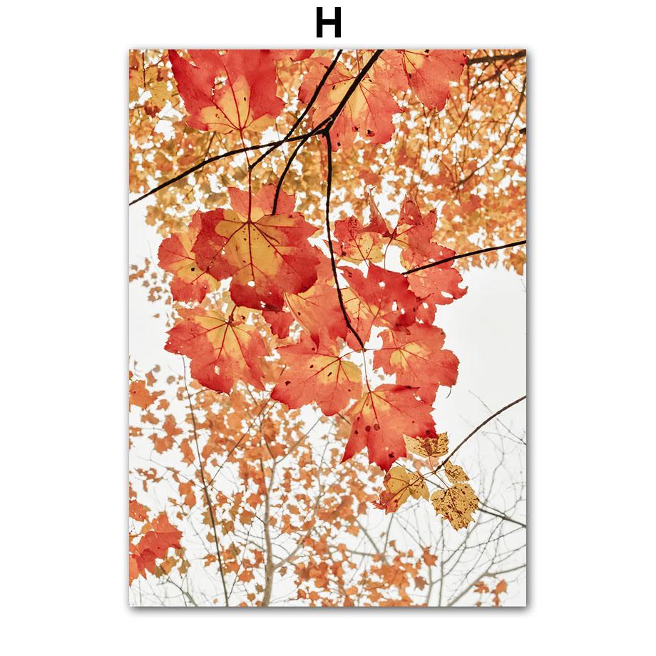 Deer Fox Cabin Flowers Leaves Autumn Landscape Posters Prints Canvas Painting Nordic Wall Art Pictures For Living Room Decor