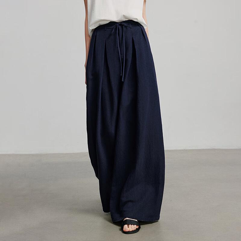 Women's Relaxed Fit Lyocell Linen Wide-Leg Casual Pants