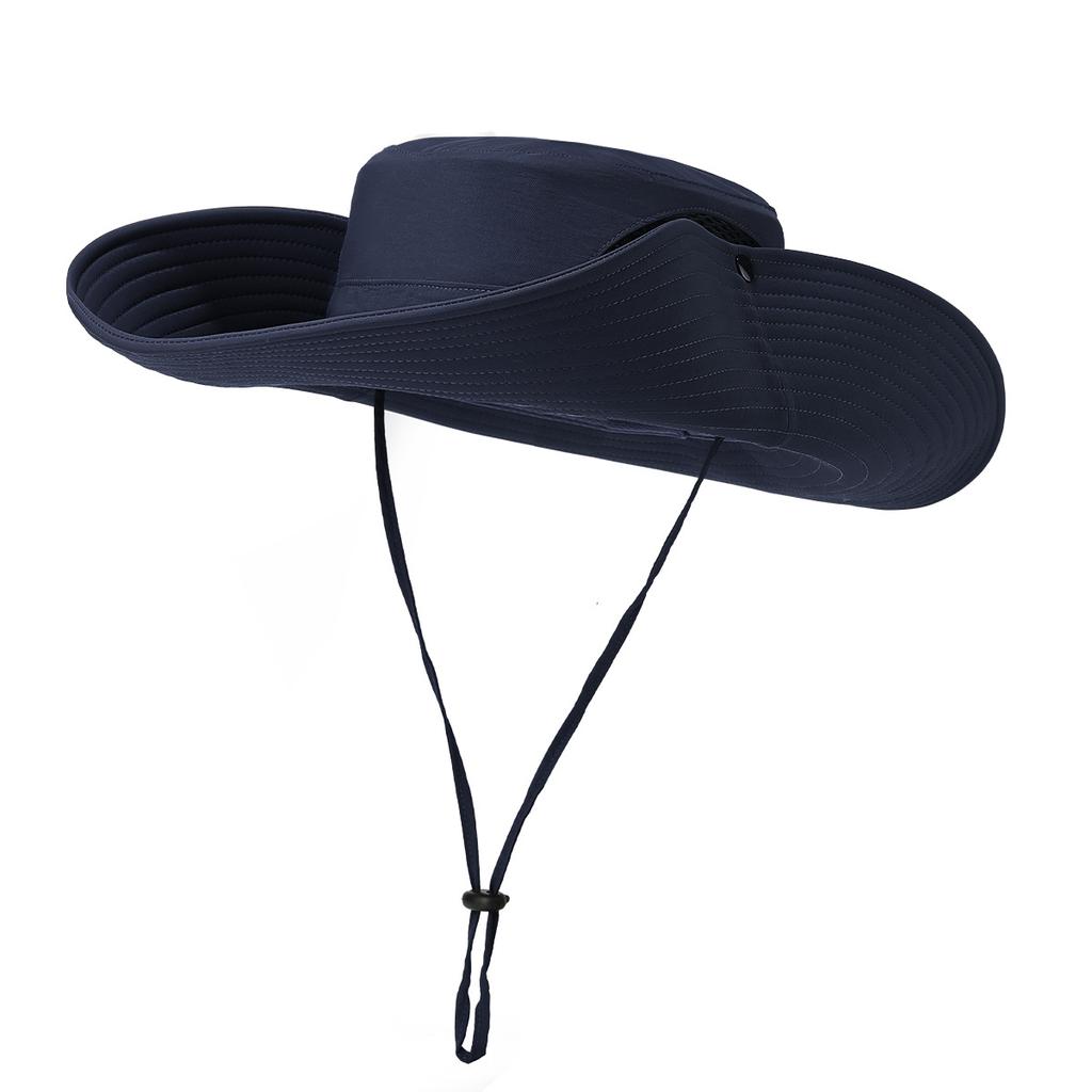 Summer New Large-Brim Solid Color Fisherman Hat Outdoor Mountaineering Hat Fashion Windproof Rope Fishing Hat Casual Sun Hat