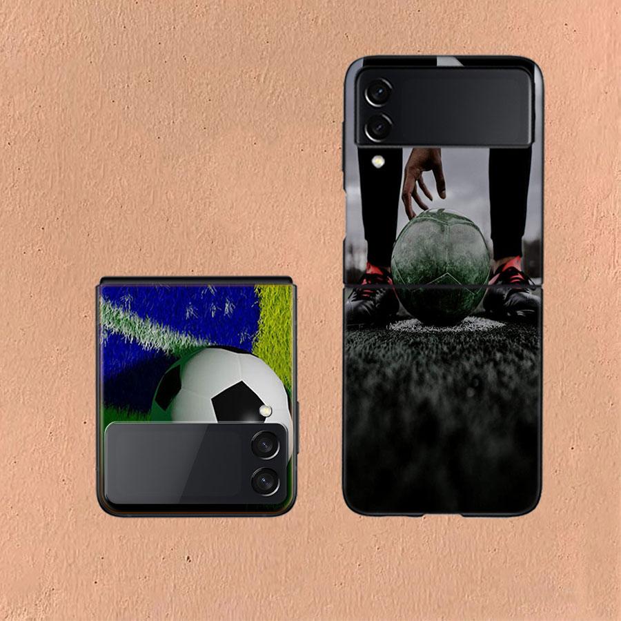Football Soccer Ball Design For Samsung Galaxy Z Flip 5 4 3 Case Shockproof Hard Cover Phone Z Flip 6 7 5G Z Flip 5 4 5G TPU P