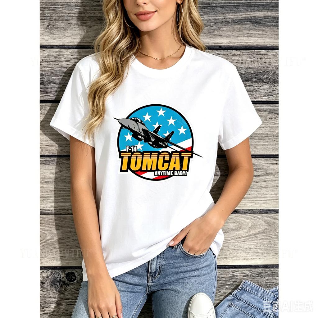 Top Gun F14 Tomcat Fighter Jet Graphic T Shirt for Unisex Pure Anytime Baby Print Military Aviation Casual Tees Oneck New Listing