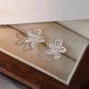 925 Silver Needle Zircon Hollow Flower Plant Stud Earrings For Women Cute Fashion Jewelry Piercing Hole Accessories