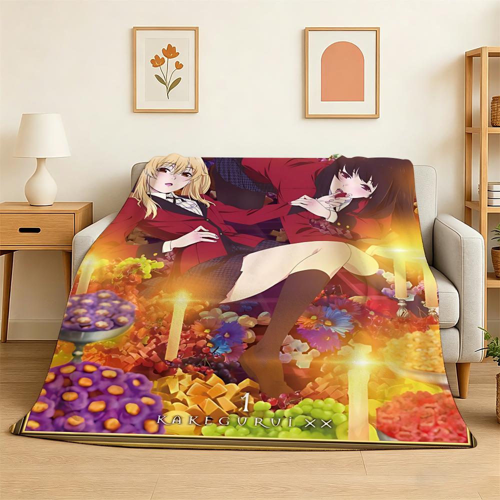 Comics Kakegurui Throw 240g Flannel Blanket Lightweight Soft Skin-friendly Summer Thin Throw Blanket 75X95CM