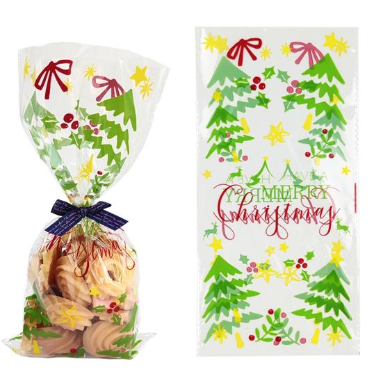 50 szt. Świąteczne torebki do pieczenia Przezroczysty nadruk Kreskówkowy do pakowania ciasteczek Nadruk świąteczny Torebki na pieczywo piekarnicze dla piekarni