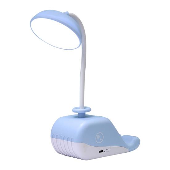 Cartoon Whale Night Light USB Type-C Fast Rechargeable Desk Lamp with Mobile Phone Holder Bendable Warm White Light Desk Light for Students Eye
