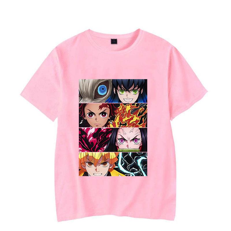Hot Anime Kamado Tanjirou Kamado Nezuko Hashibira Inosuke Agatsuma Zenitsu Printed T-shirt Women Men Tees Round Neck T-shirt