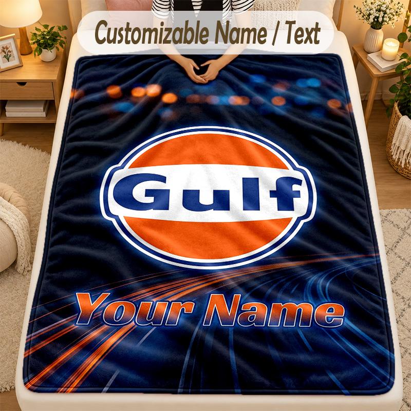 Flannel BlanketGulf Custom Name Text Personalized Soft Warm Throw Blanket Home Decor Gift