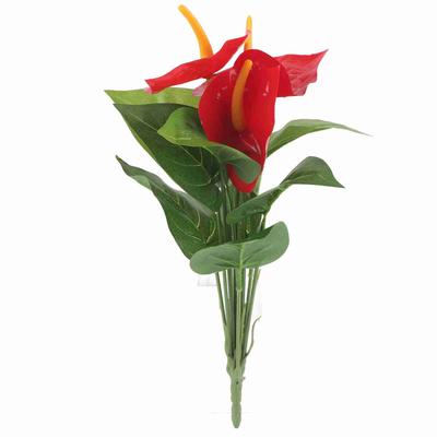 Künstliche Pflanze aus Kunststoff, künstliche rote Anthurium-Blumen, Blumenstrauß, Hochzeit, Haus, Garten, Dekoration