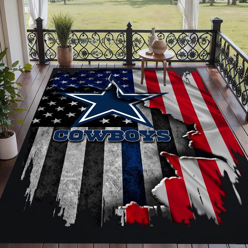 Kristall-Samt-Teppich mit Dallas Cowboys Design, Weiche rutschfeste Bodenmatte für Wohnzimmer Schlafzimmer Dekoration
