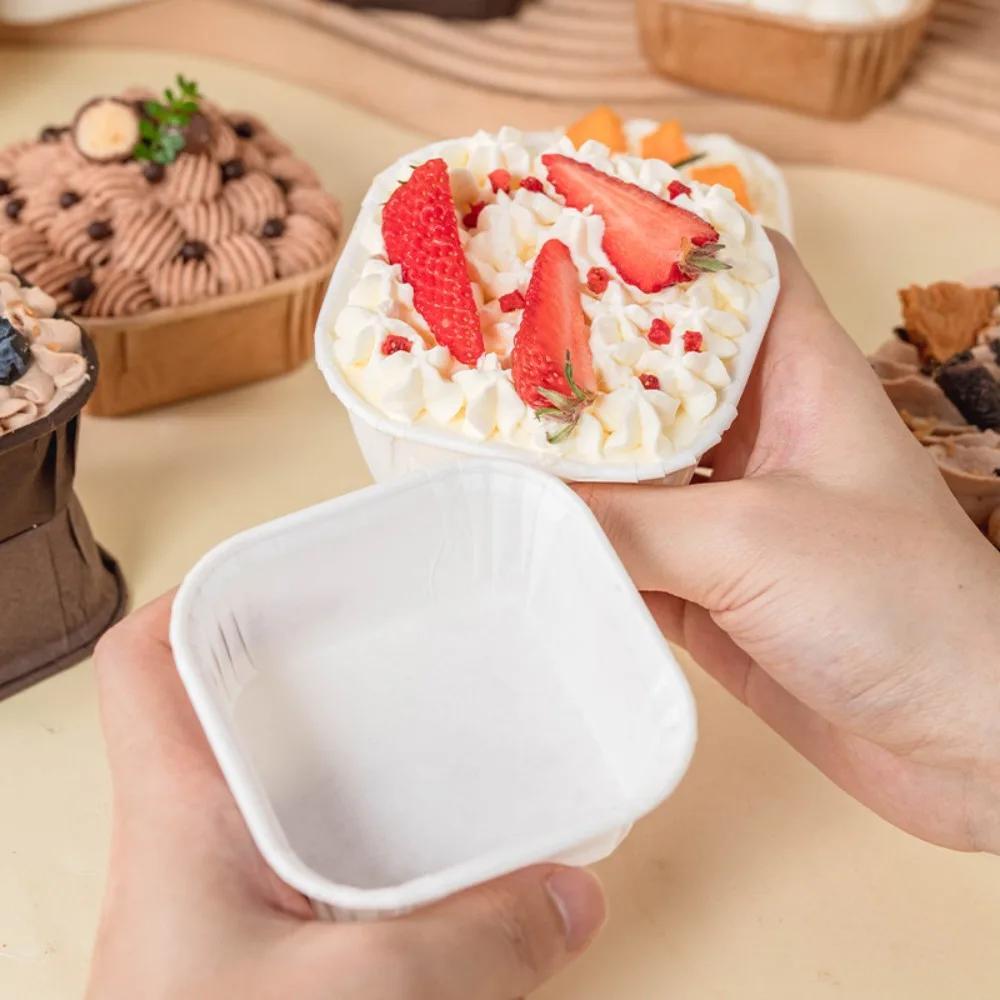 50Pcs Muffin Cupcake Paper Cups Square Cupcake Liner Baking Muffin Box Cup Case Kitchen Wedding Party Cake Decoration Cake Mold