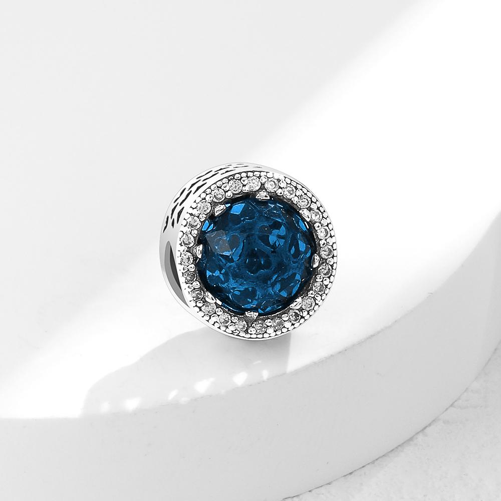 2025 Nový 925 Sterlingové Stříbro Modrá Řada Lesklý Zirkonový Korálek Přívěsek Náramek Náhrdelník Šperky Výroba Dárek pro Ženy