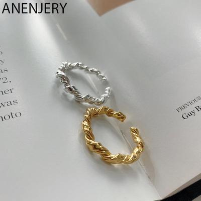 Color Fashion Retro Twist Rope Open Finger Rings for Women Gold Color Geometric Party Jewelry Gifts S-R841