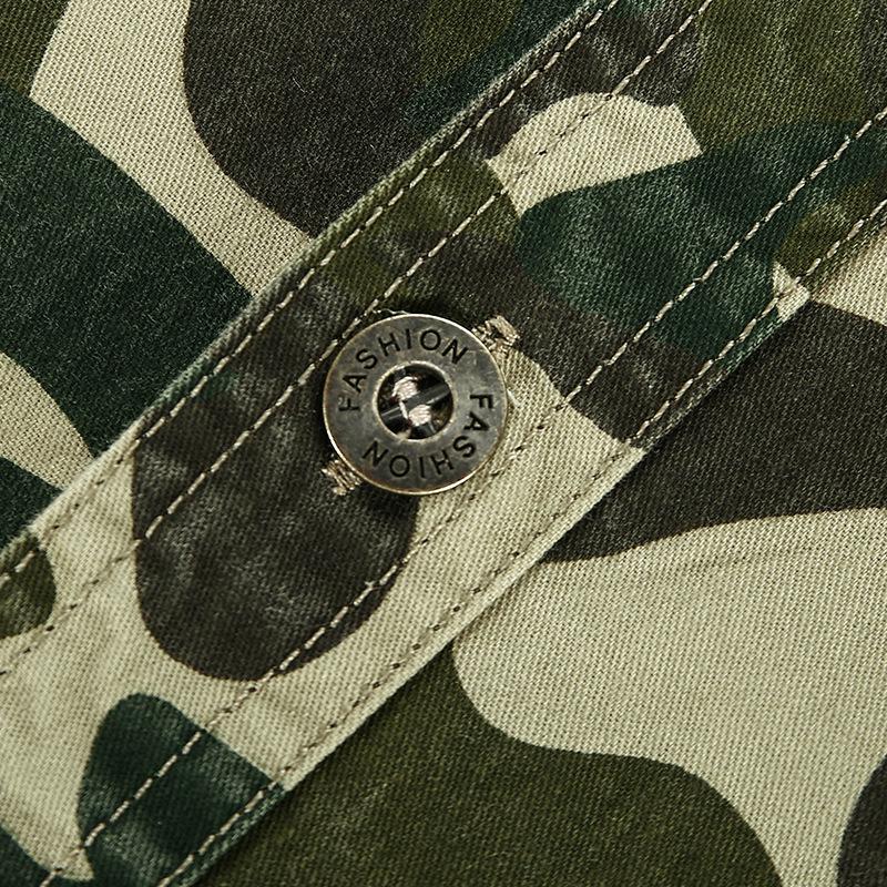 Summer Camouflage Short Sleeve Shirt Casual Multi Pocket Workwear Shirt Men