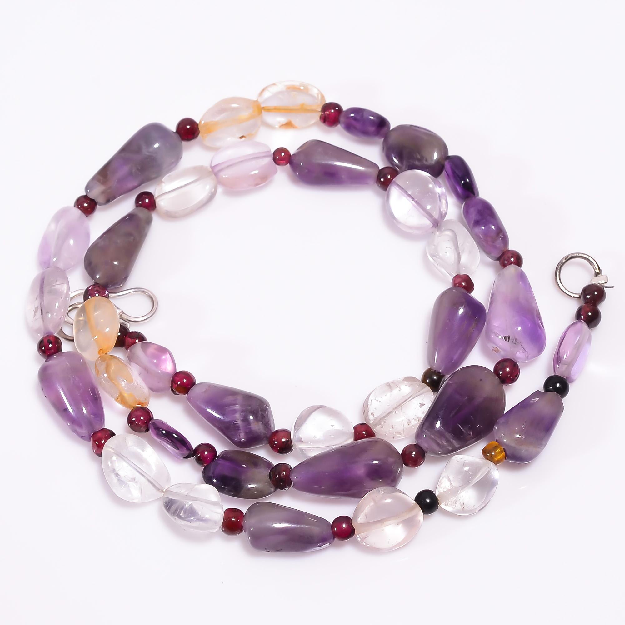 

Natural Carnelian Crystal Citrine Gemstone Beads Necklace 3-15 mm 18 UB-8180 UB-8180