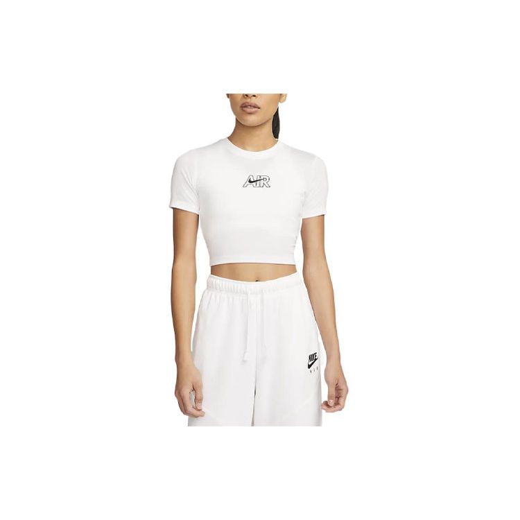 

Nike Air Letter Logo Embroidered Short Slim Fit T-Shirt Women tops White DN5853-100 M