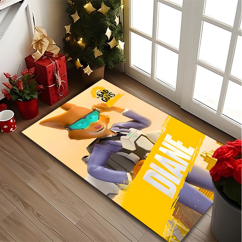 1pc Fox Girl Cartoon Character Printed Chair Rug for Home Office Use, Living Room Kitchen Game Room Area Carpet