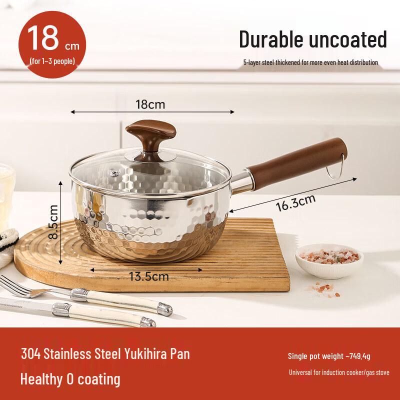 Qiwei Small Stainless Steel Yukihira Pot