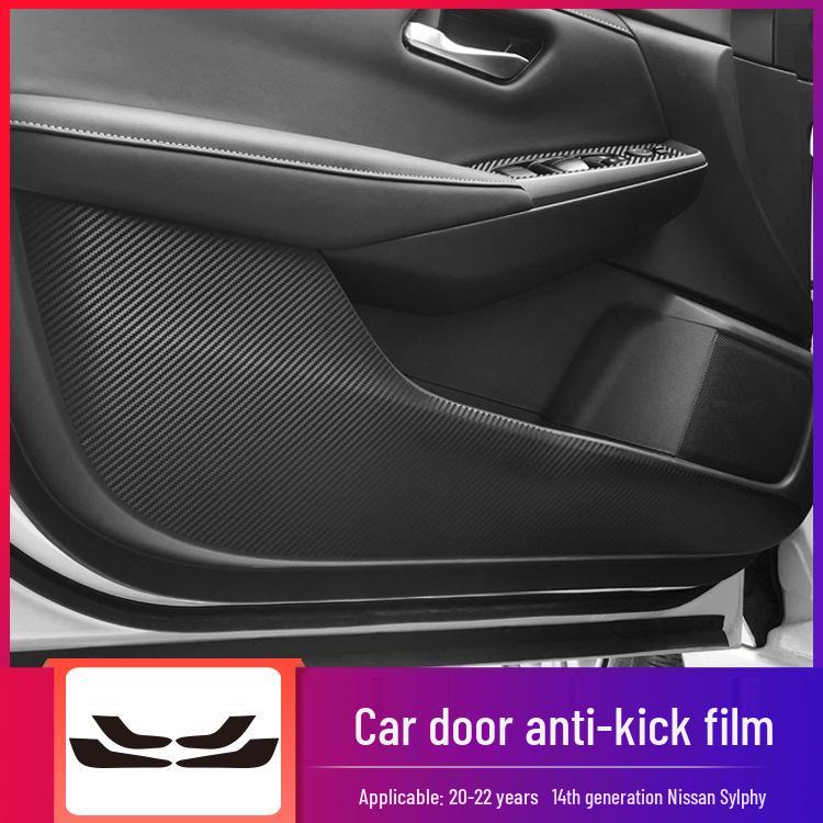 14th Gen Sylphy Interior Carbon Fiber Decals: Center Console & Anti-Kick Door Protectors (2020-2022)