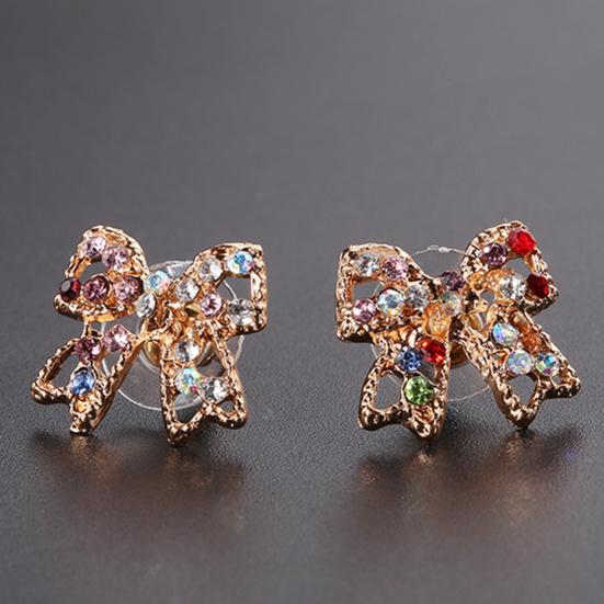 1 Pair Ear Jewelry Gold Plated Anti-rust Jewelry Gift Shiny Bowknot Ear Clips for Clubs