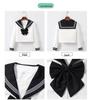 Black Collar White Sailor JK Uniform Set with Pleated Skirt