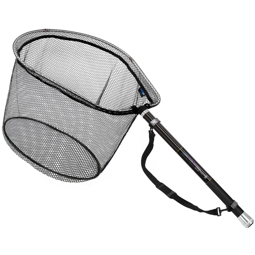 SANLIKE Landing Carbon 60x48cm Oval Suitable for Freshwater and Saltwater 500mm Net, 99% Fiber, Stretchable, 9-Level Adjustment, 4-Fold, Frame, 5m,