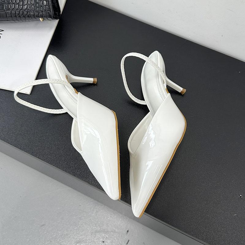 Fashion Fashion Pointed Toe Women Thin Heels Sandals Shoes Shallow Ladies Heeled Sandals Slides Female Mules Pumps Big Size 43