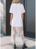 2025 Summer European & American Women's Lace Patchwork Short Sleeve Long Dress
