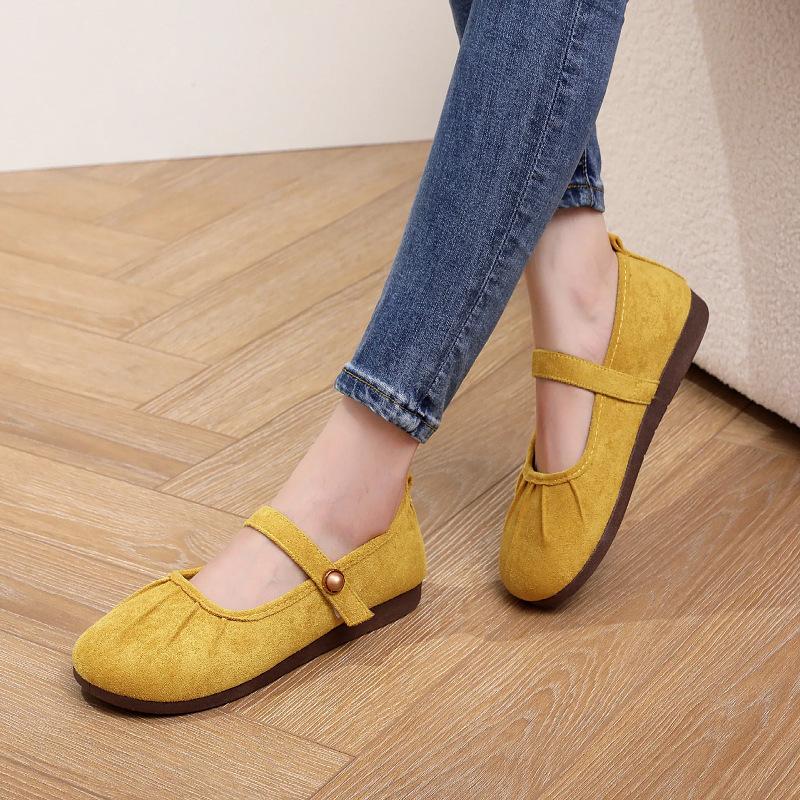 Flache Einzelschuhe neu retro sanfte Mary Jane Damenschuhe lässige Doudou Ballerinas